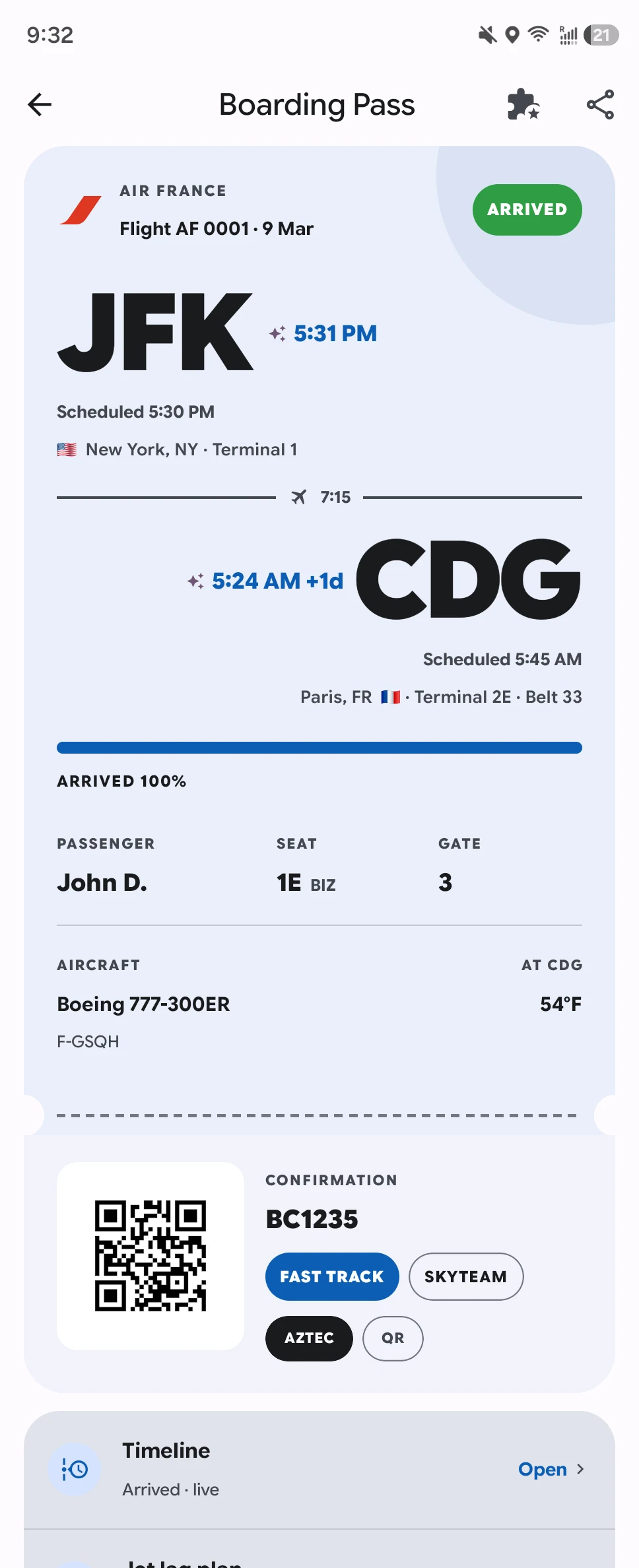 Aviate boarding pass on the Galaxy Z Fold6's cover screen.